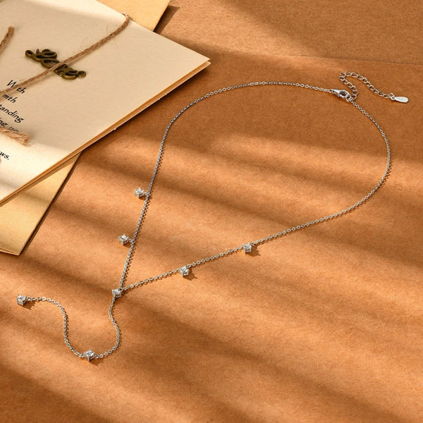 Sparkling Moissanite Lariat Necklace