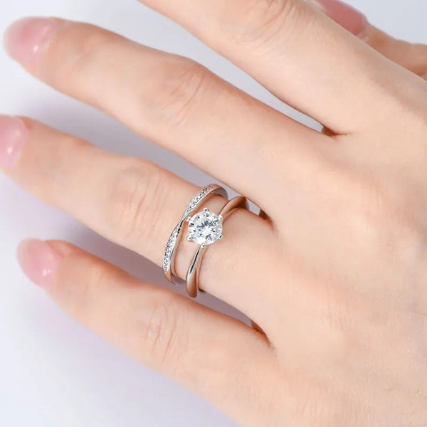 1.0ct Moissanite Bridal Ring Set