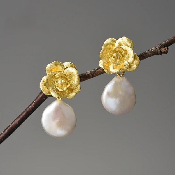 Natural Pearl Flower Earrings
