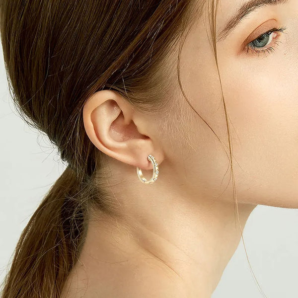 Moissanite Lucky Clover Huggie Hoops