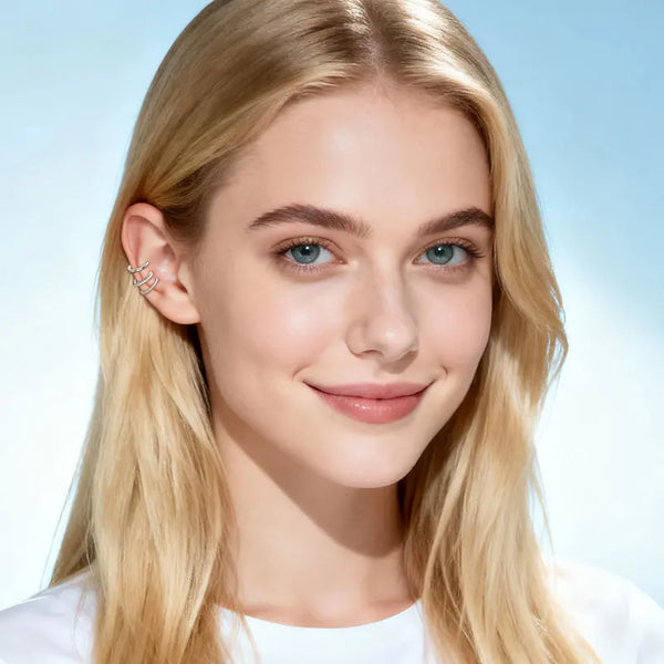 S925 Silver & Moissanite Ear Cuff Trio (No Piercing)