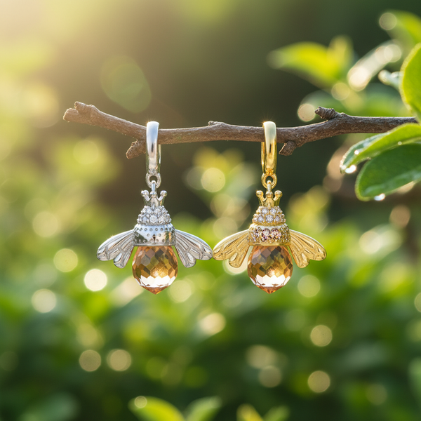 Lovely Orange Bee Pendant Necklace