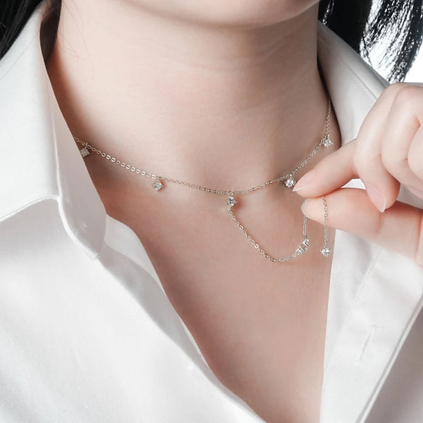 Sparkling Moissanite Lariat Necklace