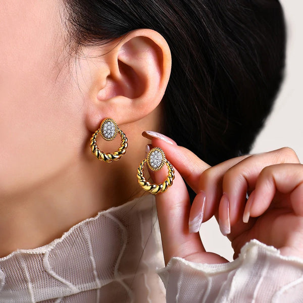 Vintage Twisted Pavé Moissanite Earrings