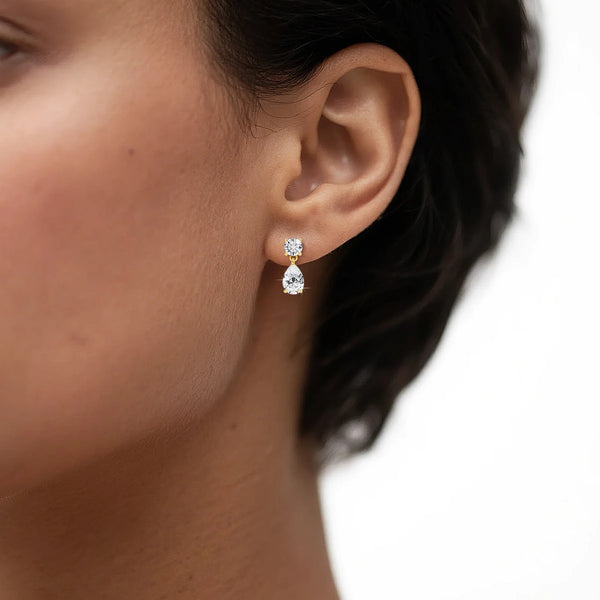 Birnenförmige Moissanit-Ohrringe