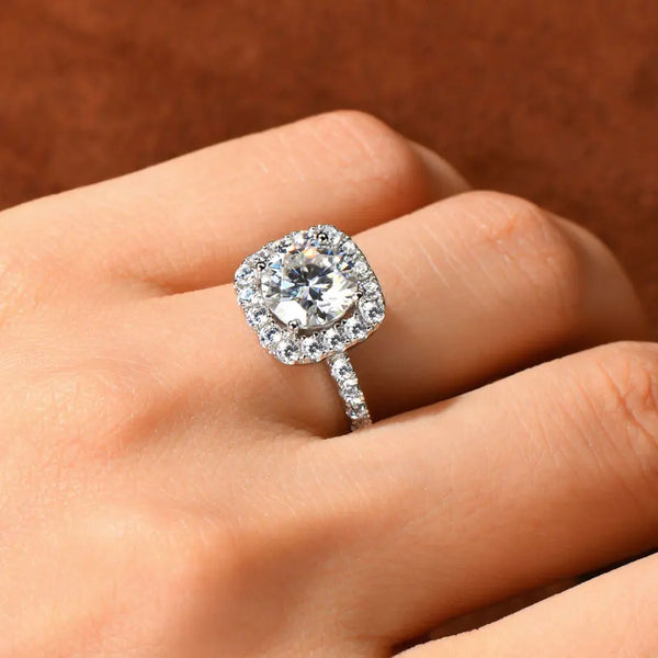 Sparkling Moissanite Halo Ring