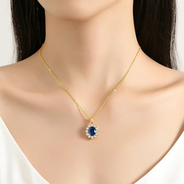 Pendentif Saphir Royal Halo (Or 18K)