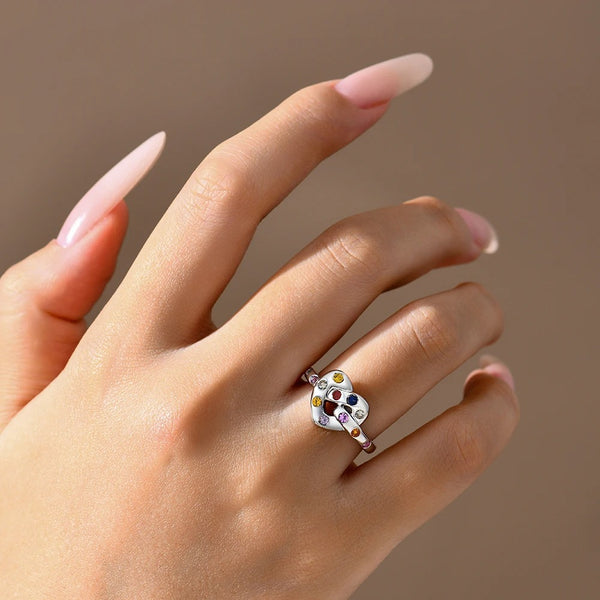Playful Heart Knot Gemstone Ring