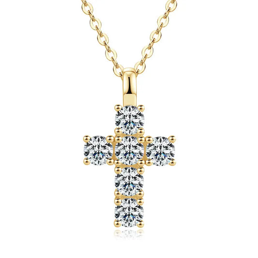 Classic 1.2ct D-Color Moissanite Cross Necklace