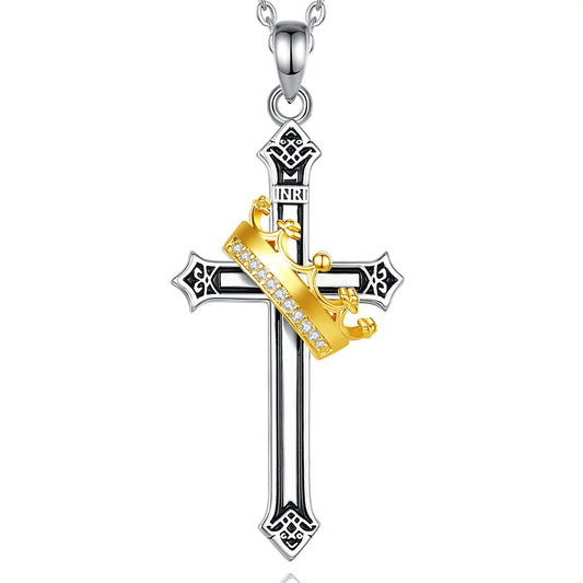Crown Cross Zircon Pendant