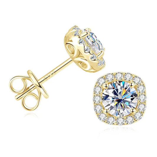 Cushion Halo Moissanite Studs