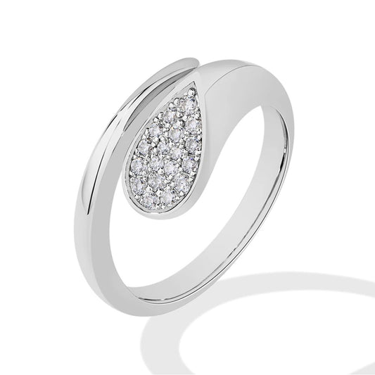 Fluid Teardrop Moissanite Ring