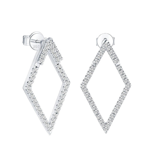 Geometric Rhombus Pave Earrings