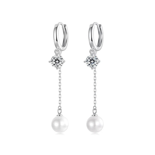 Gleaming Tassel Pearl Earrings