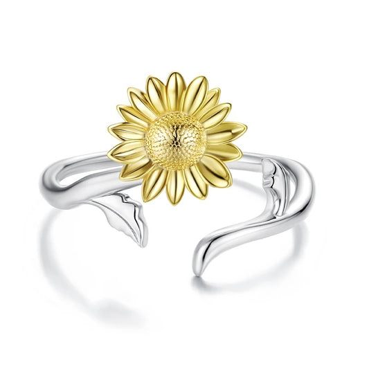 Gold Sunflower Open Ring