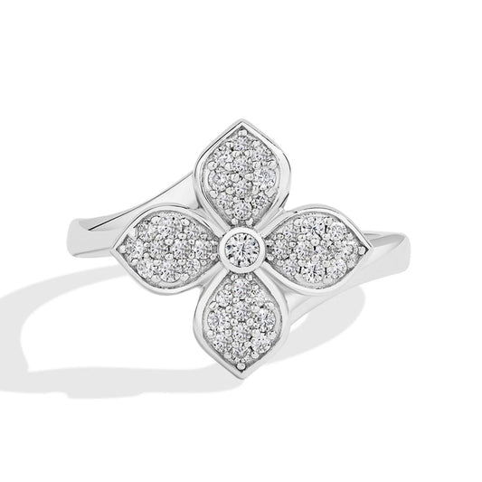 Pavé Floral Moissanite Ring