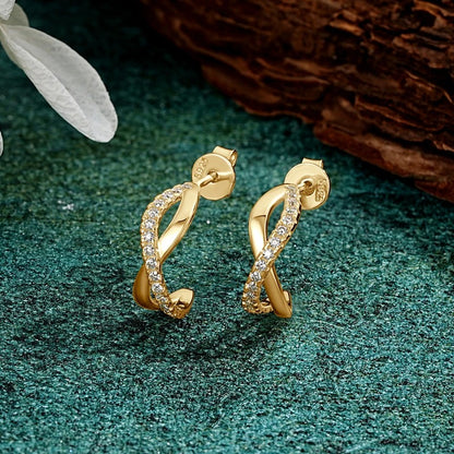 Infinity Moissanite Half Hoop Earrings