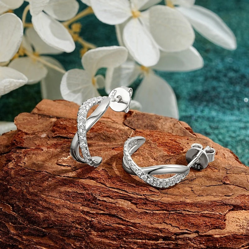 Infinity Moissanite Half Hoop Earrings