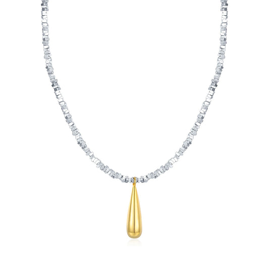Liquid Teardrop Silver Chain Necklace