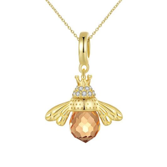 Lovely Orange Bee Pendant Necklace