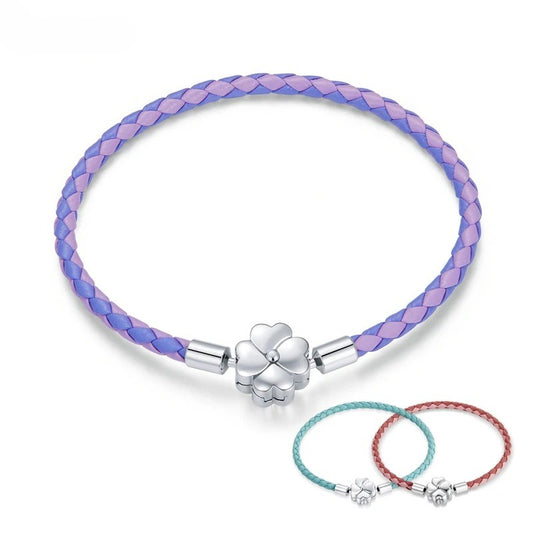 Lucky Clover Braided Leather Bracelet