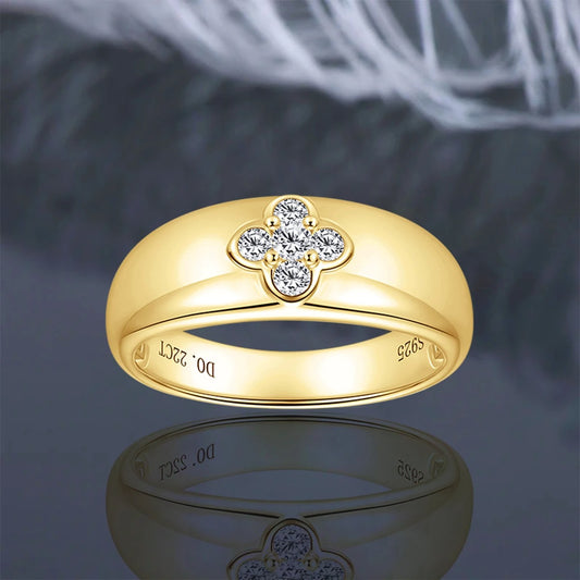 Lucky Clover Chunky Moissanite Dome Ring