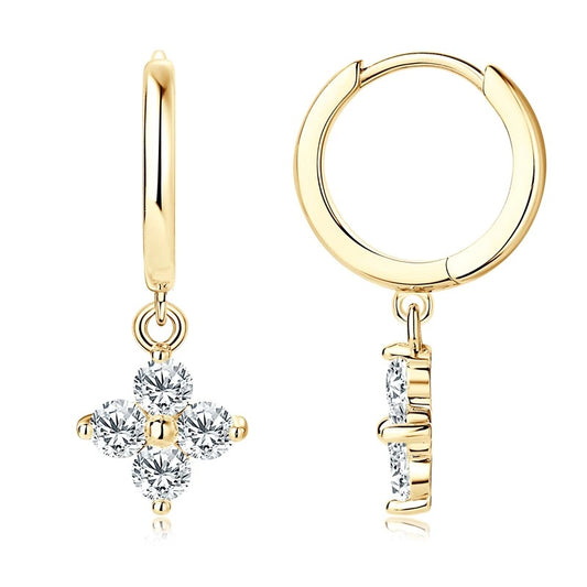 Lucky Clover Moissanite Drop Hoops