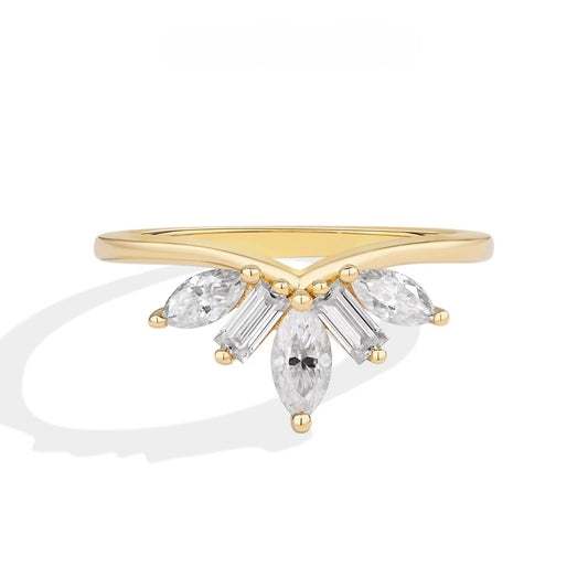 Bague Moissanite Couronne Courbe