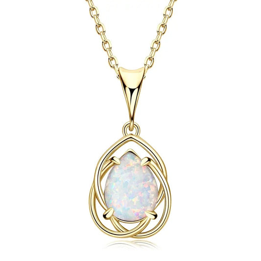 Opal Interwoven Teardrop Necklace