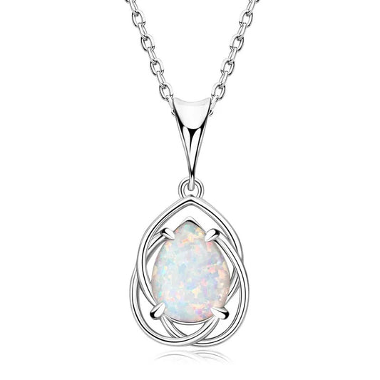 Luminous Opal Teardrop Necklace