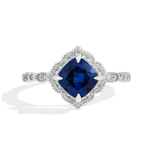 Bague Saphir Vintage Halo Coussin (2,0 ct)