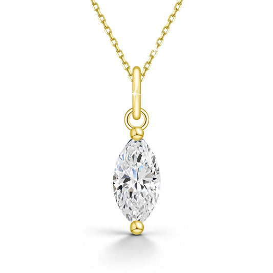 Marquise Solitaire Moissanite Necklace