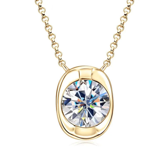 Modern Oval Bezel Solitaire Necklace