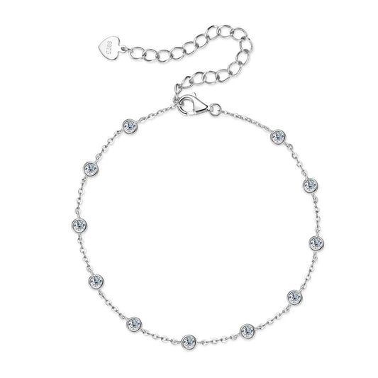 Moissanite Bezel Station Bracelet