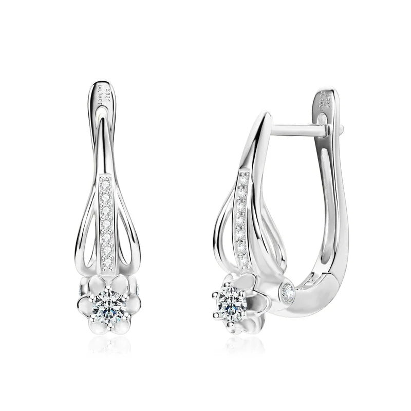 Moissanite Blossom Hoop Earrings