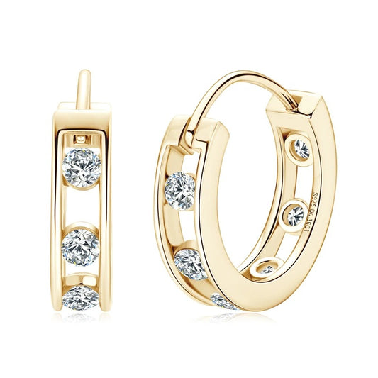 Moissanite Channel Set Huggie Hoops