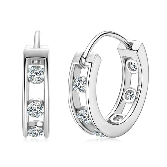 Moissanite Channel Set Huggie Hoops