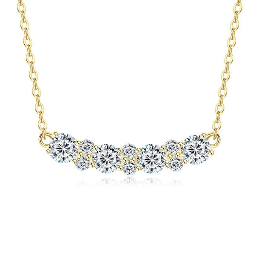 Moissanite Curved Smile Bar Necklace
