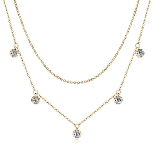 Moissanite Double Layer Station Necklace