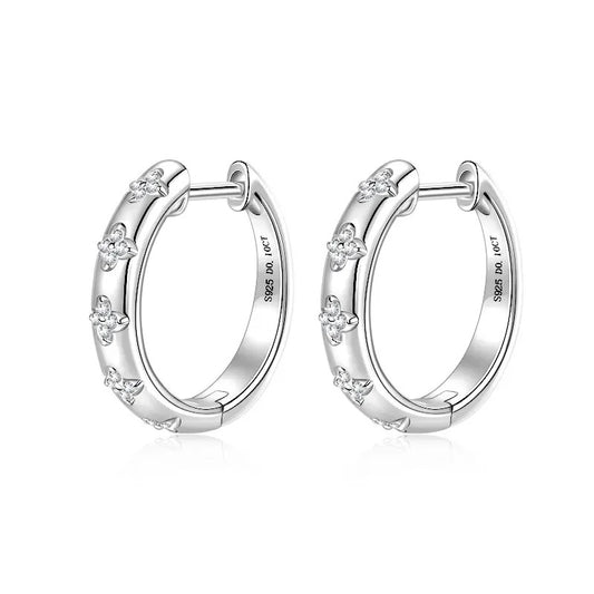Moissanite Lucky Clover Huggie Hoops
