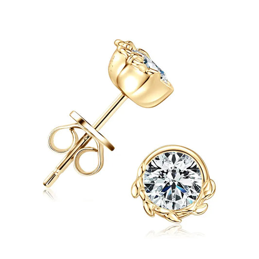 Moissanite Olive Leaf Stud Earrings