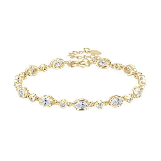 Moissanite Oval & Round Bezel Bracelet