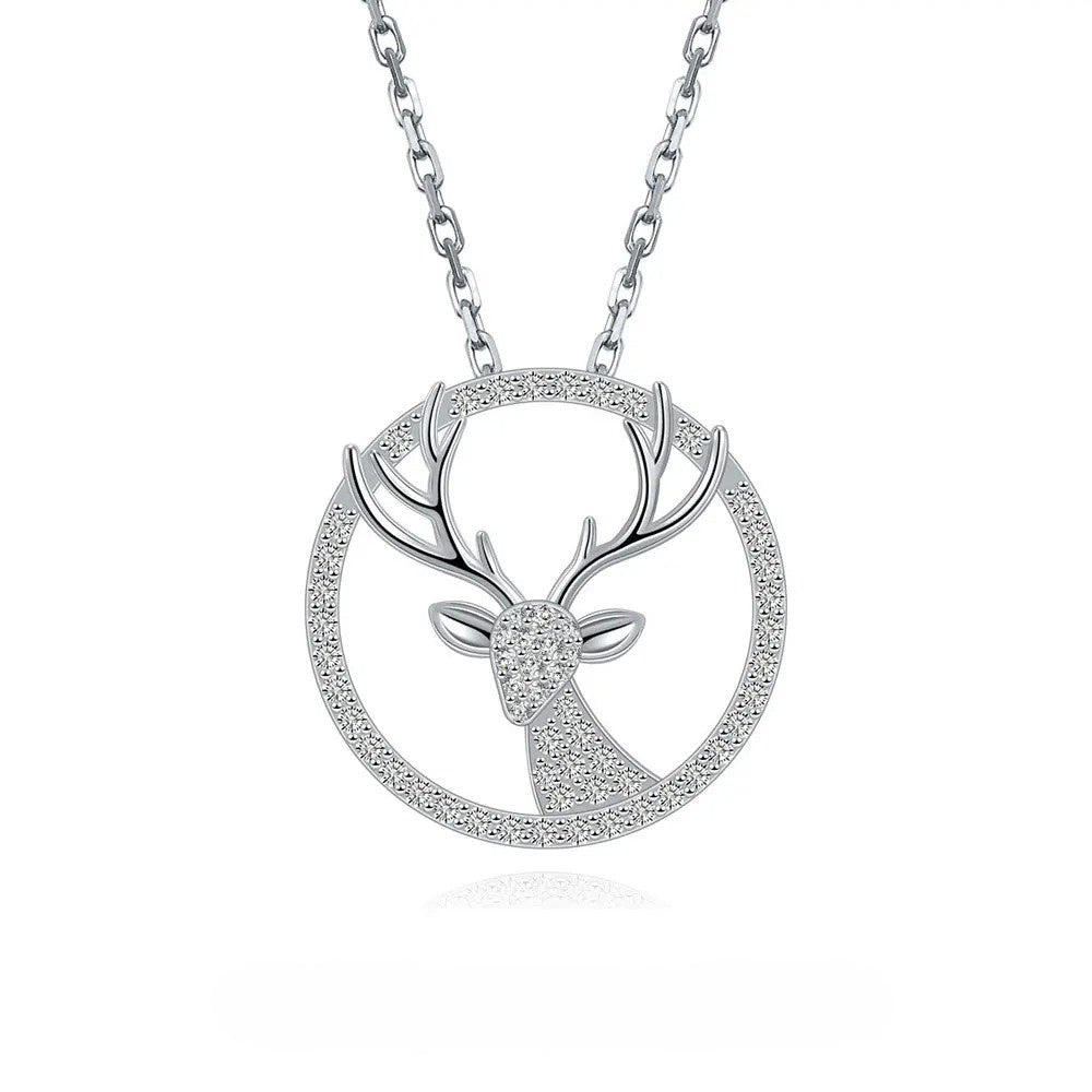 Collier halo renne en moissanite