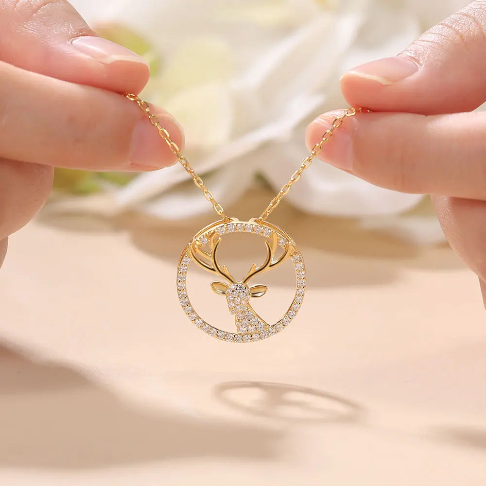 Collier halo renne en moissanite