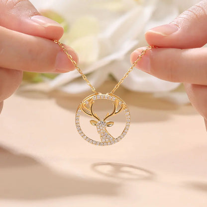 Collier halo renne en moissanite