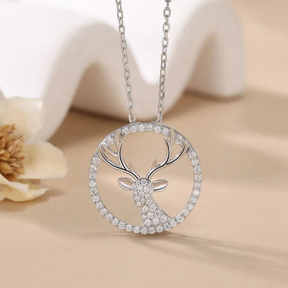 Collier halo renne en moissanite