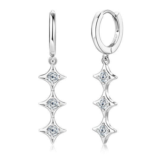 Moissanite Triple Star Drop Earrings