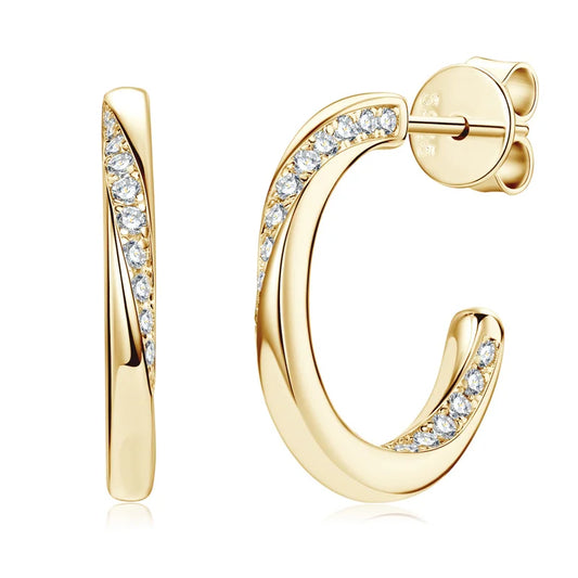 Moissanite Twisted Pave Half Hoops
