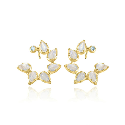Natural Moonstone Wreath Stud Earrings