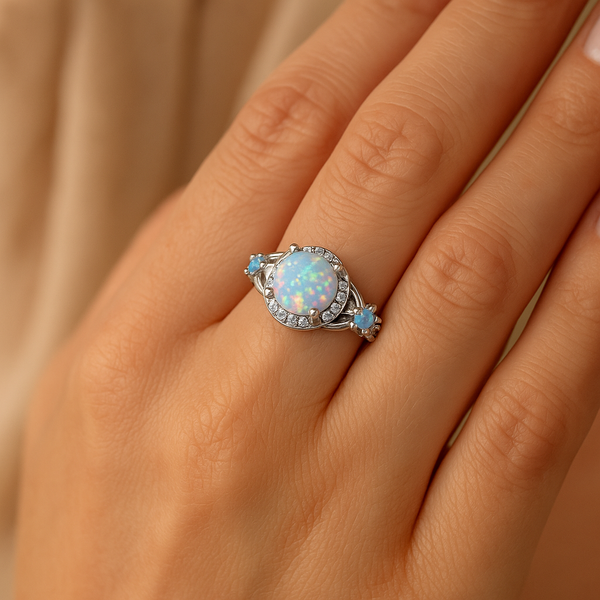 Opal Sparkle Silver Ring